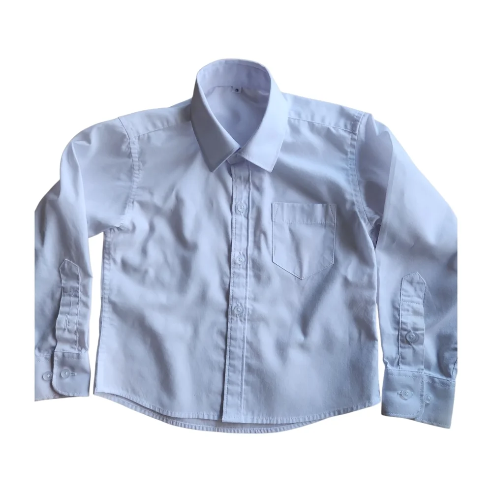 Toddler Shirt + Pants Set Size 3 White Button Down Top Blue Adjustable Trouser